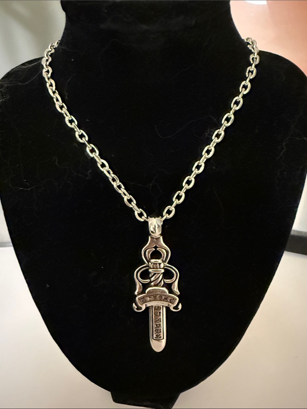 Chrome Hearts Silver Sword Pendant Necklace